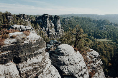 Scenic view of rocky mountains against sky