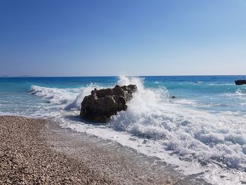 Scenic view of sea against clear sky