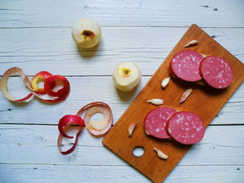 High angle view of heart shape on table