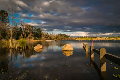 Scenic view of lake against sky