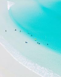 High angle view of people on beach