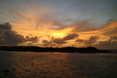 Scenic view of sea against sky at sunset