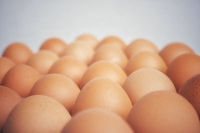 Close-up of brown eggs against black background