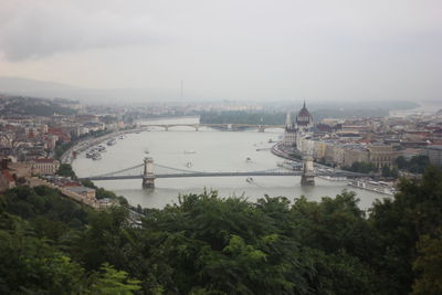 High angle view of bridge over river