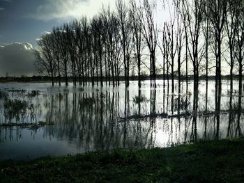 Scenic view of calm lake against sky