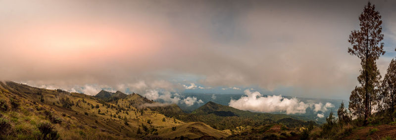 Panoramic view of landscape against sky during sunset