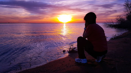 Scenic view of sea during sunset