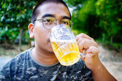 Mexican drinking beer