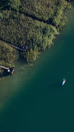 High angle view of boats in sea