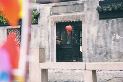 Red door of building