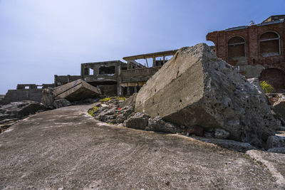 Low angle view of old building against sky