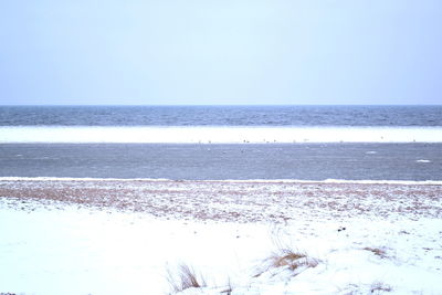 Scenic view of sea against clear sky