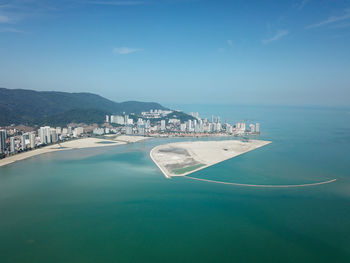 Aerial view of city at waterfront