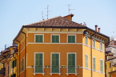 Low angle view of residential building against sky