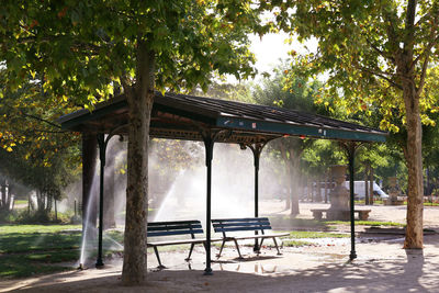 Empty bench in park