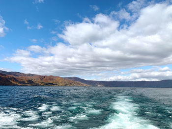 Scenic view of lake against sky