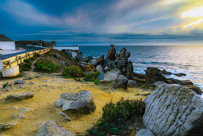 Scenic view of sea against sky during sunset