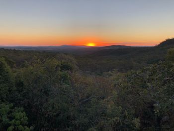 Scenic view of landscape against sky during sunset