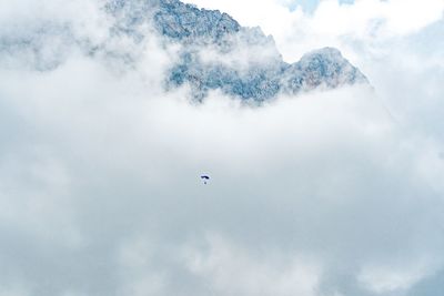 Low angle view of birds flying in sky