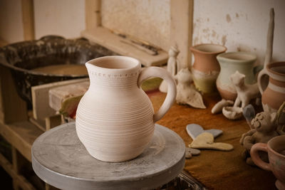 Close-up of pot on table