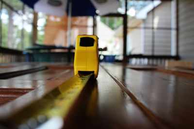 Close-up of yellow vintage car