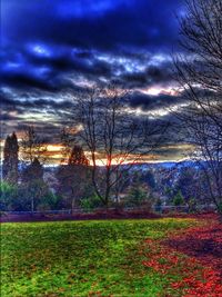 Scenic view of field against cloudy sky