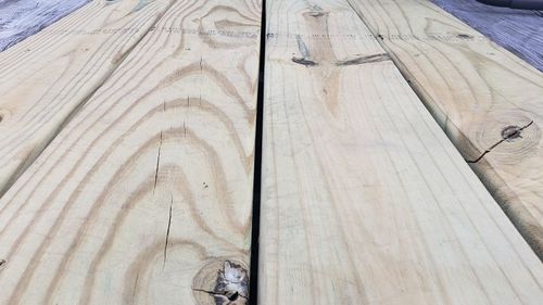 High angle view of wooden floor