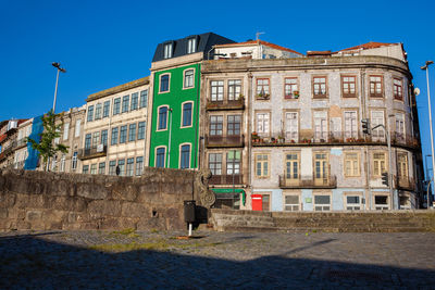 Traditional architecture of the antique buildings at old city of porto