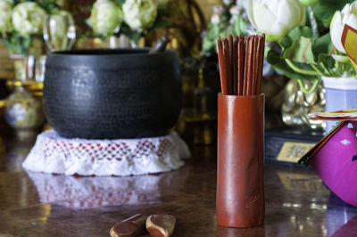 Close-up of food on table