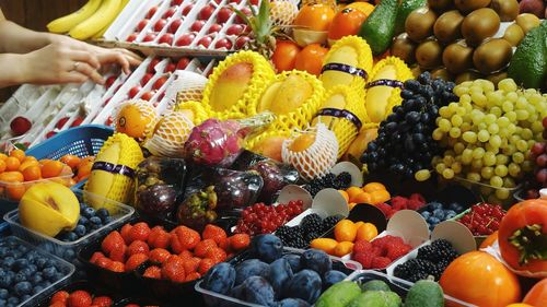 Various fruits for sale at market stall