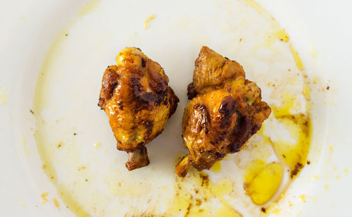 High angle view of food in plate