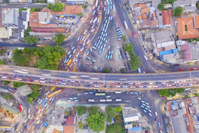Aerial view of traffic on city street