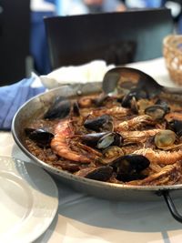 Close-up of meat in plate on table