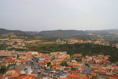 High angle view of townscape against sky