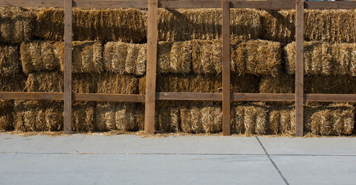 Stack of firewood in row