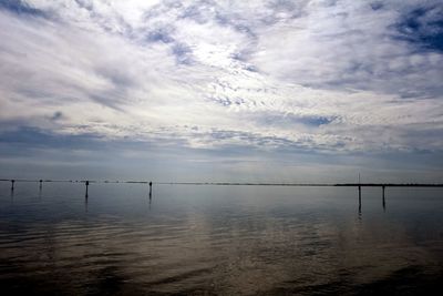 Scenic view of sea against cloudy sky