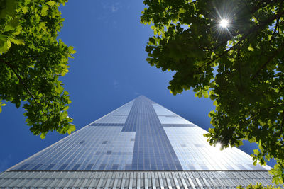 Low angle view of building against blue sky