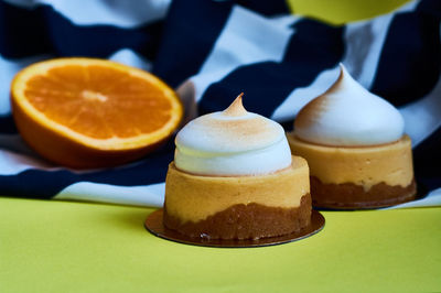 Close-up of dessert on table