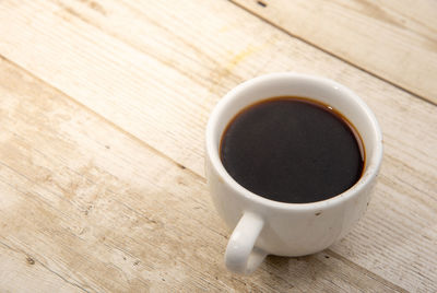 High angle view of coffee on table