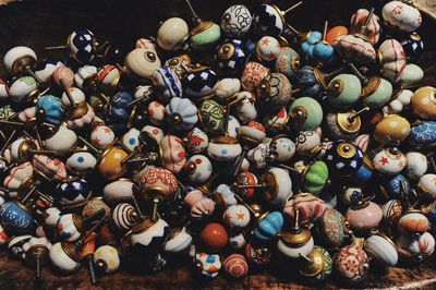 High angle view of multi colored for sale in market