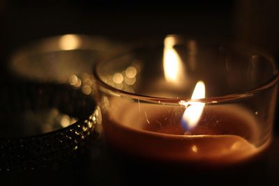 Close-up of burning candle
