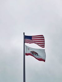 Low angle view of flag against sky