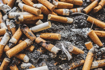 Full frame shot of cigarette butts