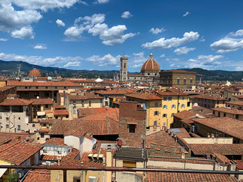 High angle view of townscape against sky