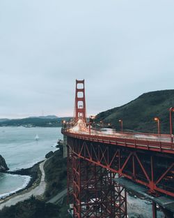 Suspension bridge over river