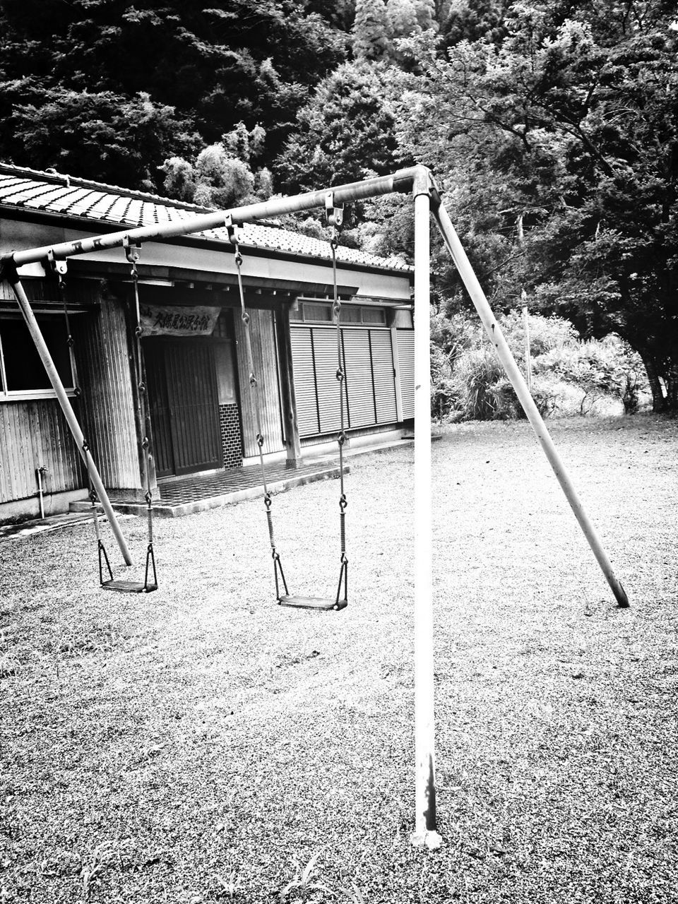 built structure, architecture, building exterior, house, abandoned, tree, railing, sunlight, day, damaged, outdoors, no people, wood - material, obsolete, absence, shadow, metal, old, empty, run-down