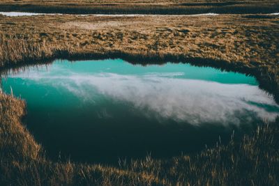 Scenic view of lake against sky