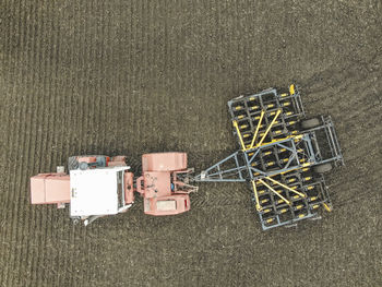 High angle view of fire hydrant on land