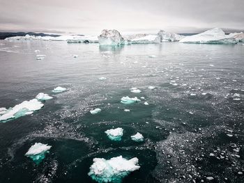 Scenic view of sea against sky during winter