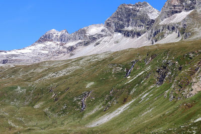 Scenic view of mountains against clear sky